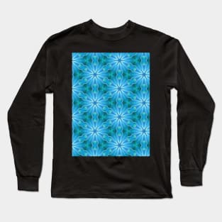 Blue Abstract Star Shapes Pattern Long Sleeve T-Shirt